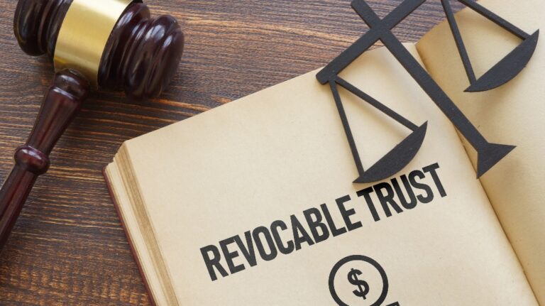 Revocable Trust is shown using a text and court gavel